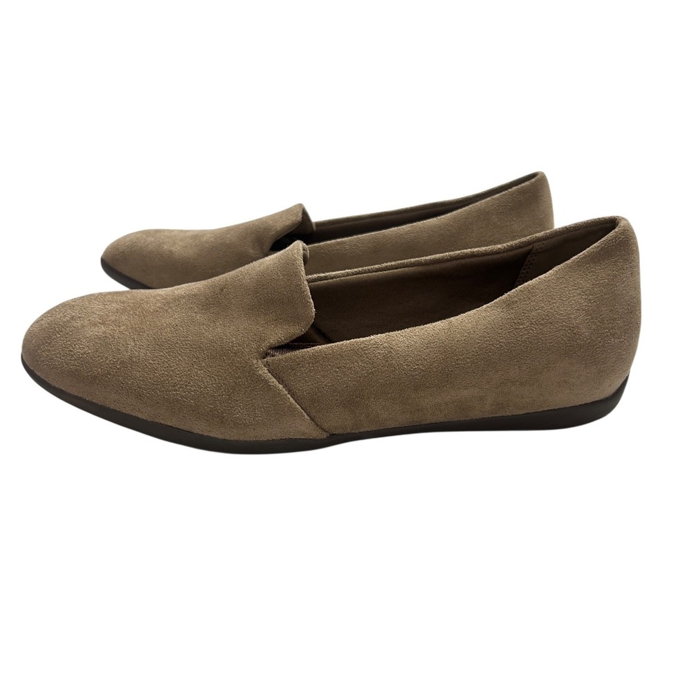Taupe Faux Suede Loafers Womens 8.5M Baretraps Janine Memory Foam Quiet Luxury